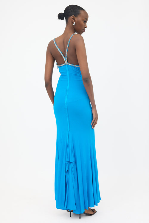 Roberto Cavalli Embellished Pleated Maxi Dress