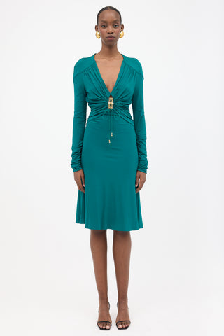 Roberto Cavalli Gathered Midi Dress