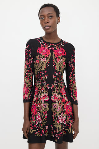 Roberto Cavalli Knit Floral Jacquard Dress