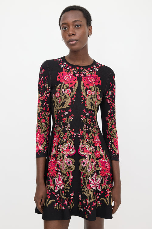 Roberto Cavalli Knit Floral Jacquard Dress