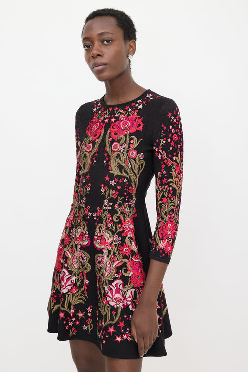 Roberto Cavalli Knit Floral Jacquard Dress