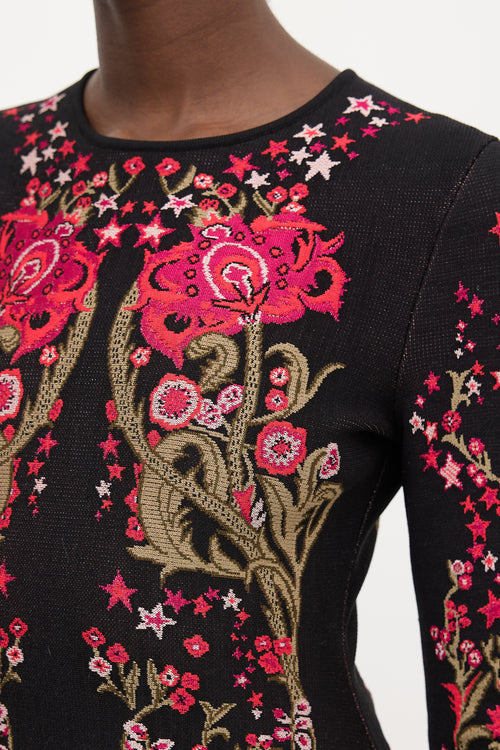 Roberto Cavalli Knit Floral Jacquard Dress