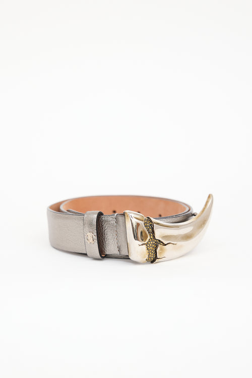 Roberto Cavalli Metallic Leather Tooth Belt