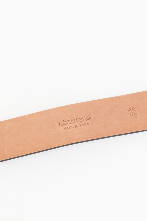 Roberto Cavalli Metallic Leather Tooth Belt