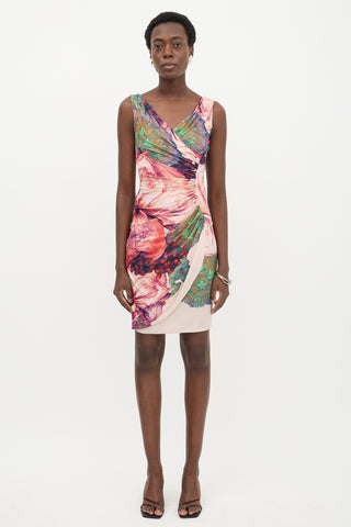 Roberto Cavalli Printed Gathered Dress