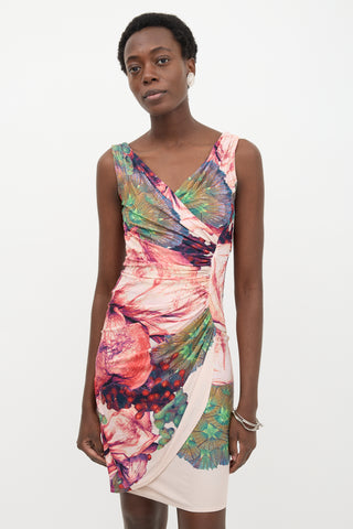 Roberto Cavalli Printed Gathered Dress