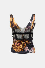 Roberto Cavalli Stain & Lace Printed  Camisole