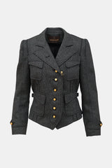 Roberto Cavalli Wool Button & Zip Jacket