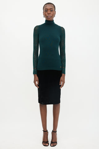 Roberto Cavalli Wool Pointelle Turtleneck Sweater