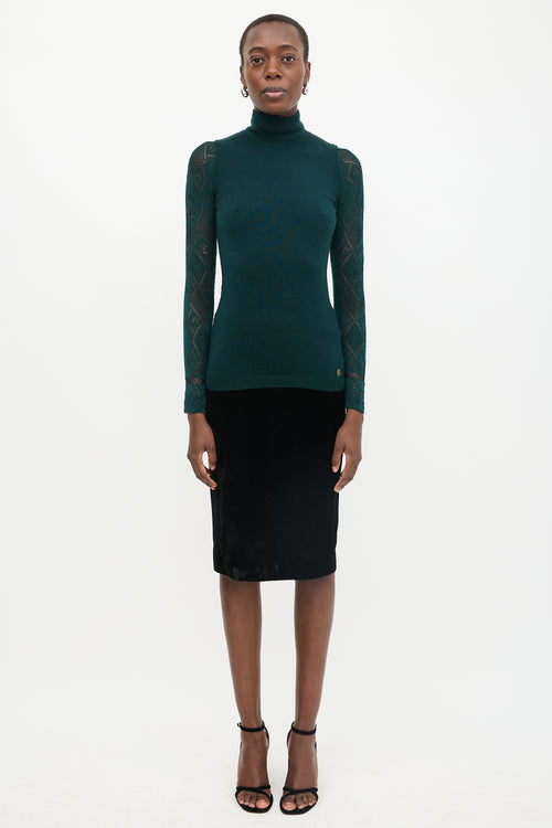 Roberto Cavalli Wool Pointelle Turtleneck Sweater