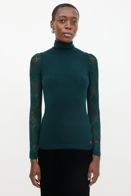 Roberto Cavalli Wool Pointelle Turtleneck Sweater
