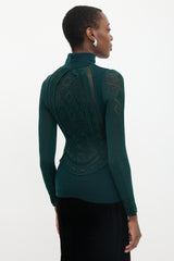 Roberto Cavalli Wool Pointelle Turtleneck Sweater