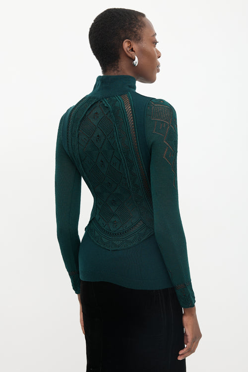 Roberto Cavalli Wool Pointelle Turtleneck Sweater