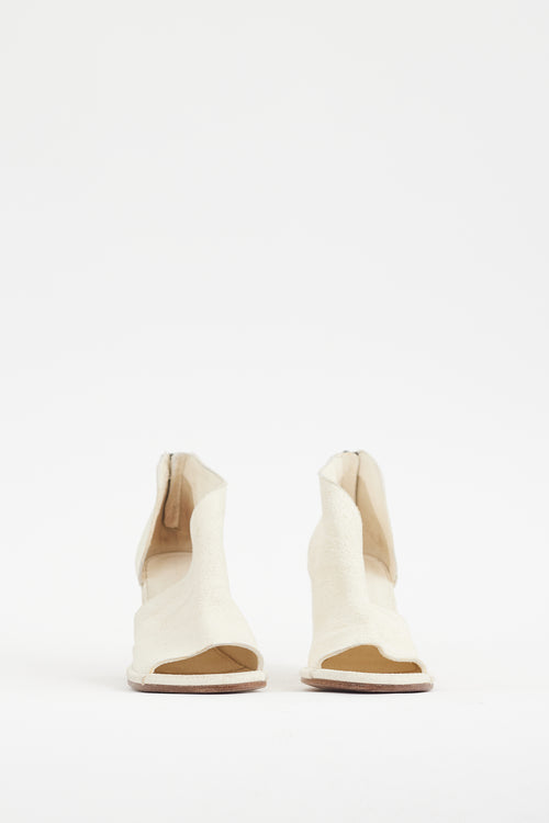 Roberto Del Carlo Cream Distressed Leather Heel