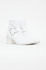 Rocco P White Leather Moto Boot
