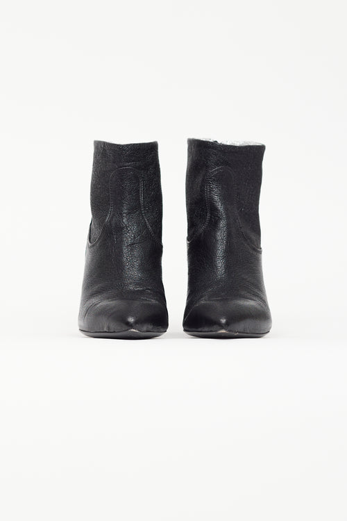 Rocco P. Black Textured Leather Ankle Boot