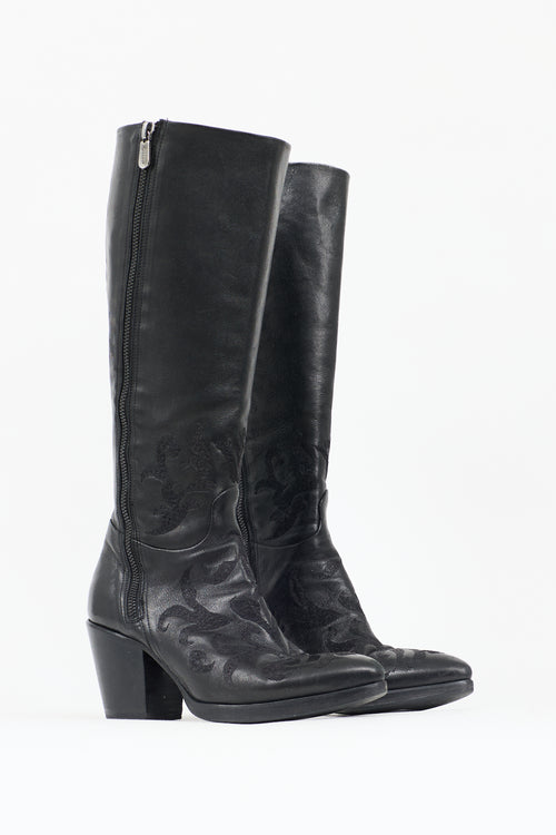 Rocco P. Leather Embroidered Cowboy Boot