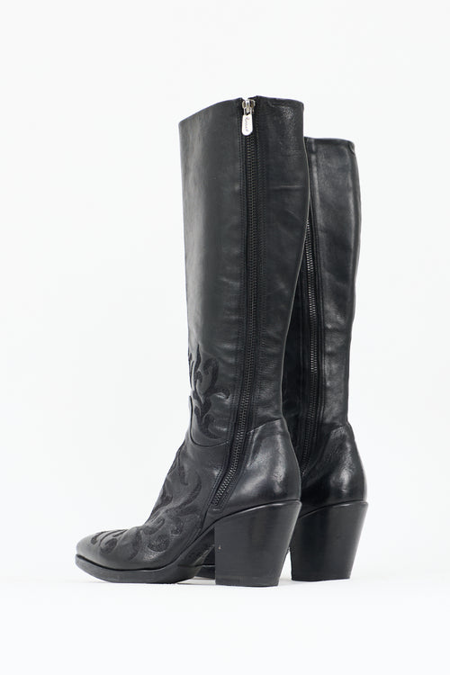 Rocco P. Leather Embroidered Cowboy Boot