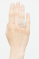 Fine Jewelry 14K White Gold Quartz Floral Ring