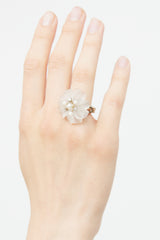 Fine Jewelry 14K White Gold Quartz Floral Ring