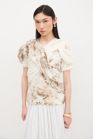 Rodarte Draped Floral Top