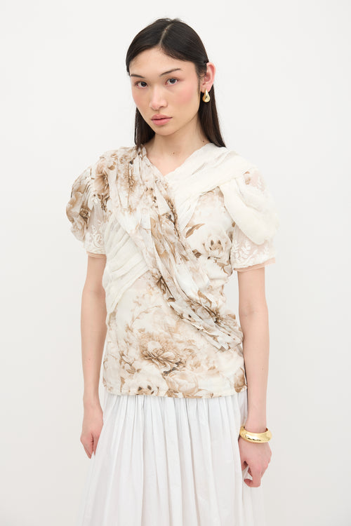 Rodarte Draped Floral Top