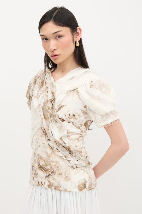 Rodarte Draped Floral Top