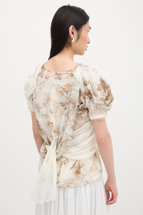 Rodarte Draped Floral Top