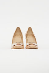Roger Vivier Beige Patent Leather Gold Buckle Pump