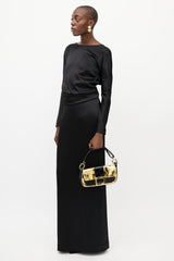 Roger Vivier Black & Gold Suede Bag