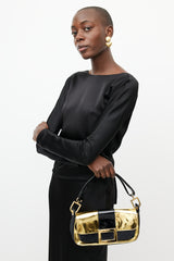 Roger Vivier Black & Gold Suede Bag