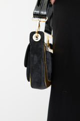 Roger Vivier Black & Gold Suede Bag
