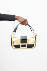 Roger Vivier Black & Gold Suede Bag