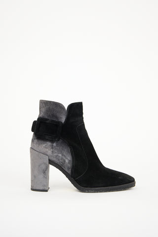 Roger Vivier Black & Grey Suede Boot