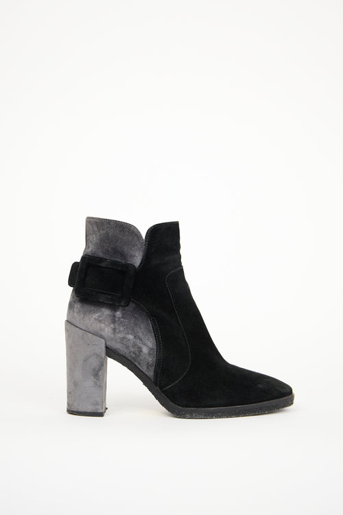Roger Vivier Black & Grey Suede Boot