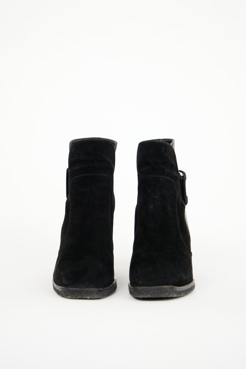 Roger Vivier Black & Grey Suede Boot