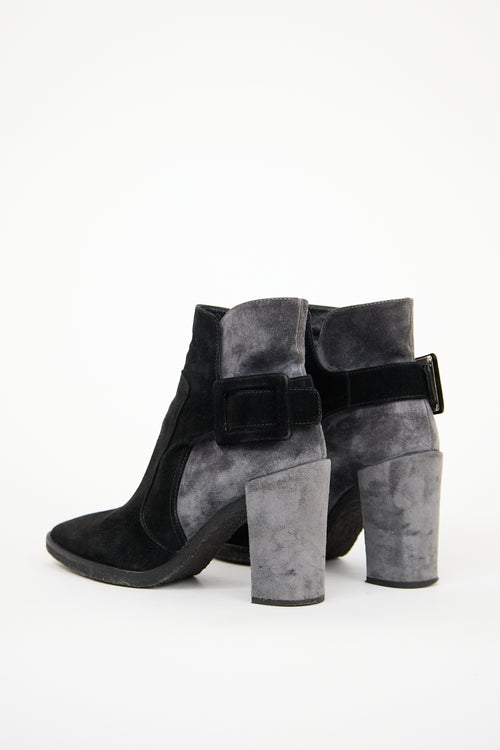 Roger Vivier Black & Grey Suede Boot