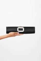 Roger Vivier Black Satin Pilgrim Buckle Tube Clutch