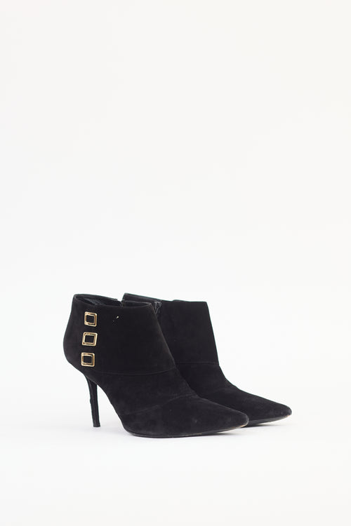 Roger Vivier Black Suede Pointed Toe Stiletto Boot