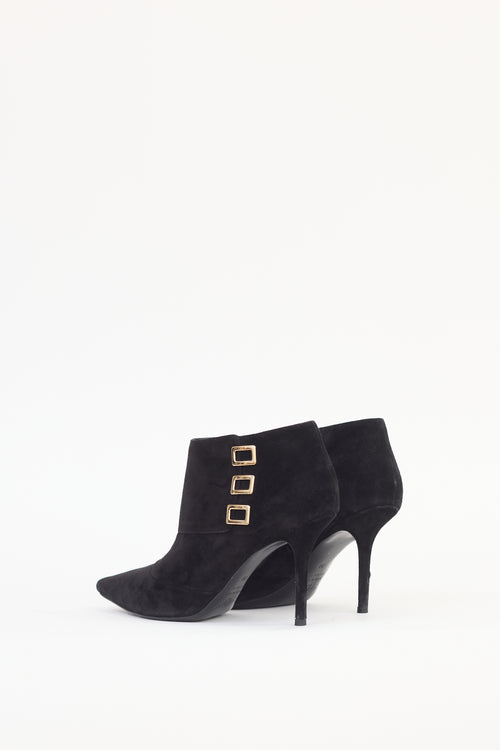 Roger Vivier Black Suede Pointed Toe Stiletto Boot