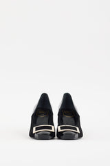 Roger Vivier Black Suede & Leather Belle Vivier Trompette Pump