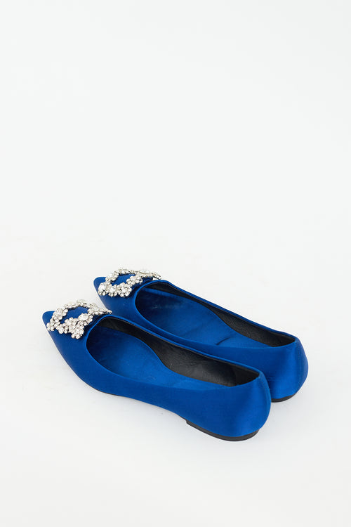 Roger Vivier Blue Satin Hangisi Jewel Flat