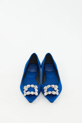 Roger Vivier Blue Satin Hangisi Jewel Flat
