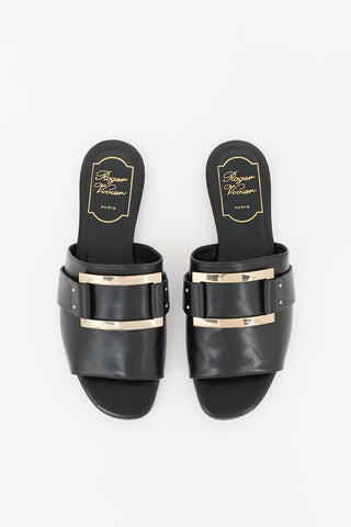 Roger Vivier Leather Buckle Slide