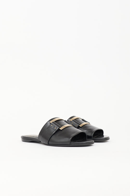 Roger Vivier Leather Buckle Slide