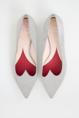 Roger Vivier Leather & Glitter I Love Vivier Flat