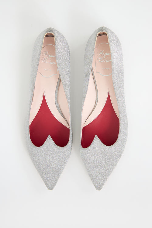 Roger Vivier Leather & Glitter I Love Vivier Flat