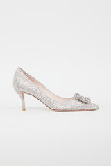 Roger Vivier Silver Tweed Crystal Pump