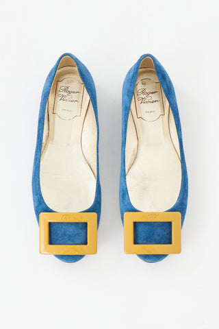 Roger Vivier Suede Buckle Flat
