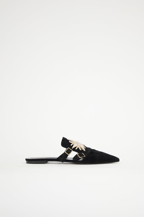 Roger Vivier Suede Mule Star Strass Flat